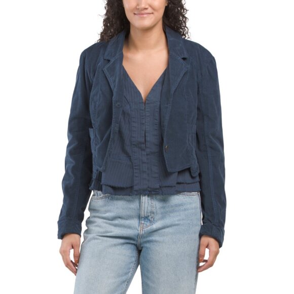 FREE PEOPLE Dark Navy Orly Corduroy Heritage Jacket